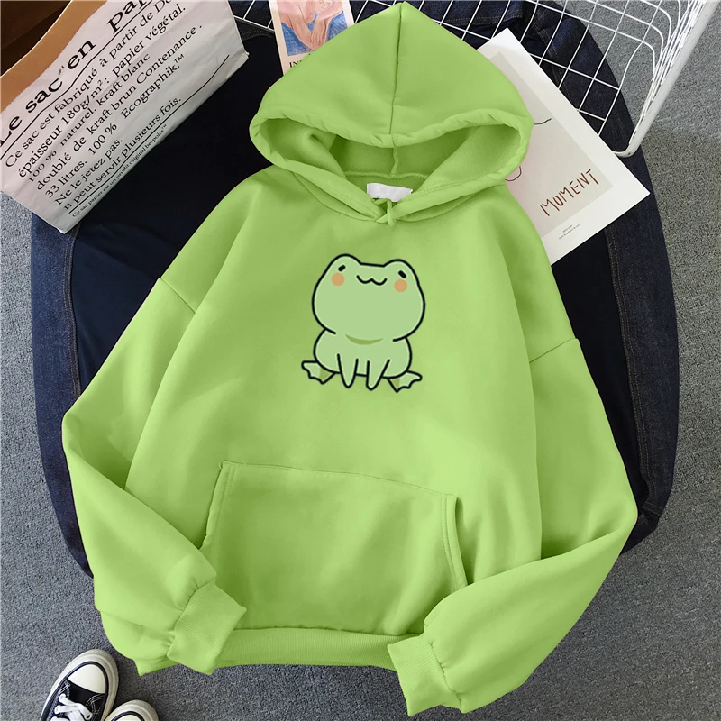 Kawaii Frog Hoodie | Long Sleeve Harajuku Sweatshirt for Girls