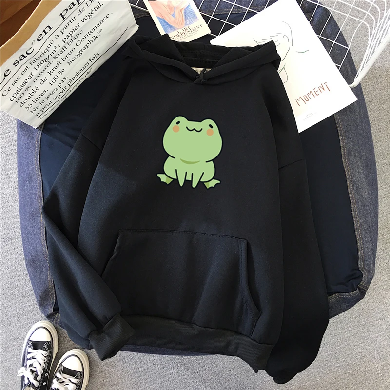 Kawaii Frog Hoodie | Long Sleeve Harajuku Sweatshirt for Girls