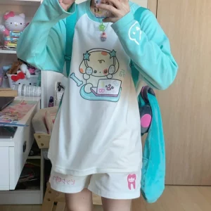 Kawaii Harajuku Cartoon T-Shirts: Japanese Style Oversized Tees for Women - Y2K Streetwear