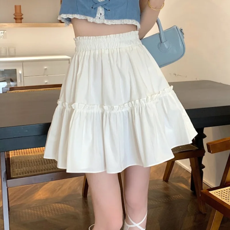 Kawaii Korean Fashion Mini Skirt: High Waist Fluffy White Skirt for Gen Z & Y2K Style