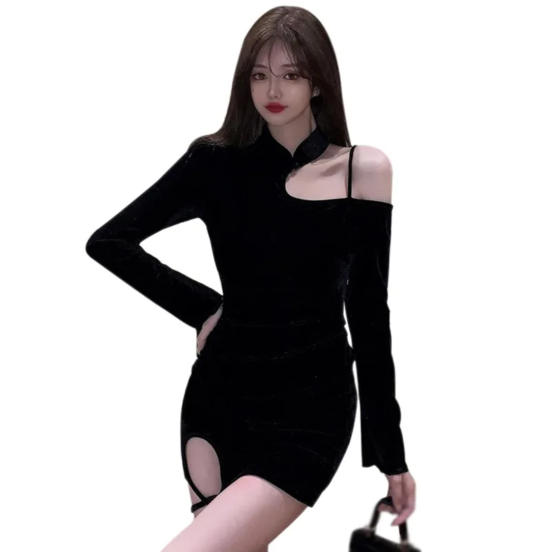 Korean Off Shoulder Mini Dress | Sexy Slim Fit Streetwear for Gen Z & Y2K Fashion