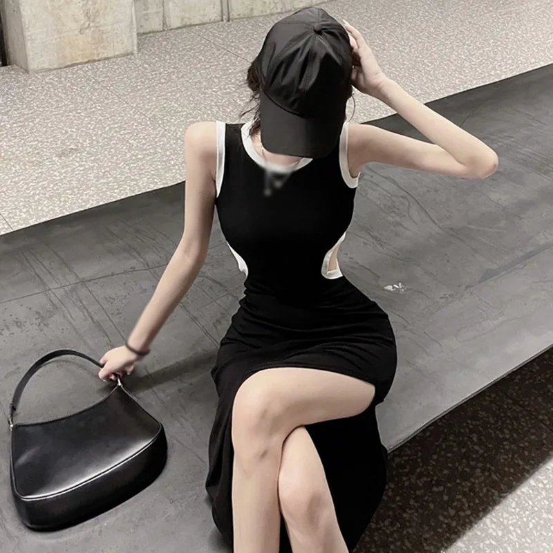 Korean Style Round Neck Open Waist Sleeveless Dress for Gen Z & Y2K Fashion