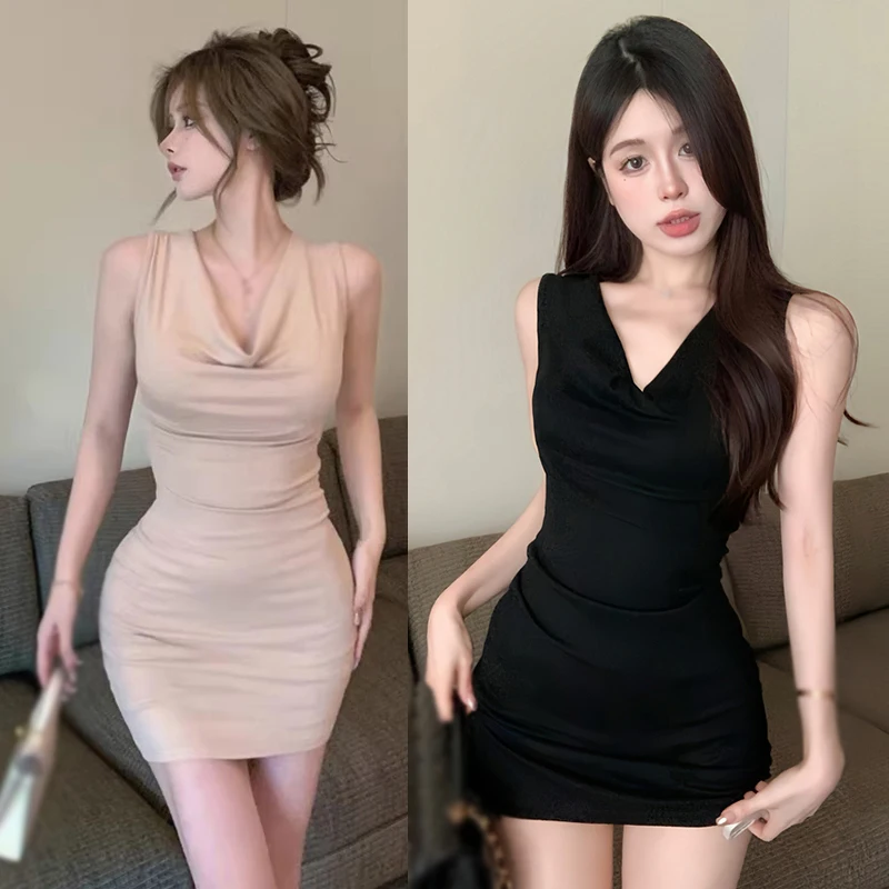 Korean Style Summer Dress: Solid Color Sleeveless Bodycon for Gen Z & Y2K Fashion