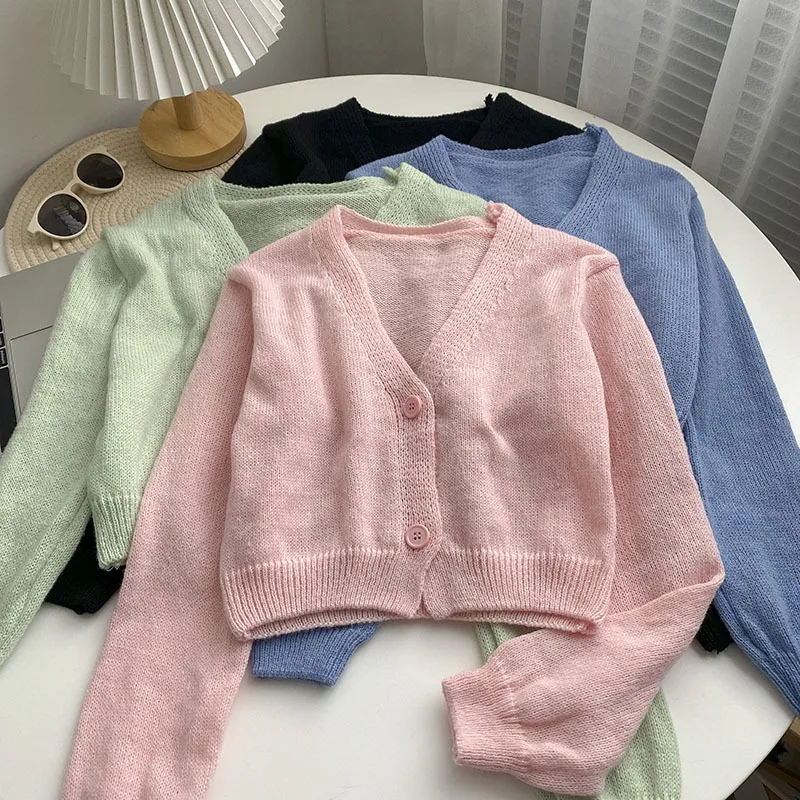 Korean Style V-Neck Sweater: Casual Fashion Knit Cardigan