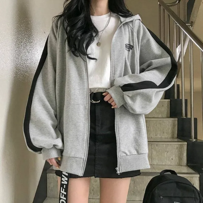 Korean Style Zip Hoodie for Women | Harajuku Streetwear Fashion