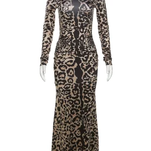 Leopard Print Bodycon Dress | Sexy Slim Fit for Women | Elegant Evening Fashion for Gen Z & Y2K Style