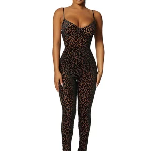 Leopard Print Sleeveless Backless Jumpsuit for Women - Sexy K-POP Streetwear Fashion