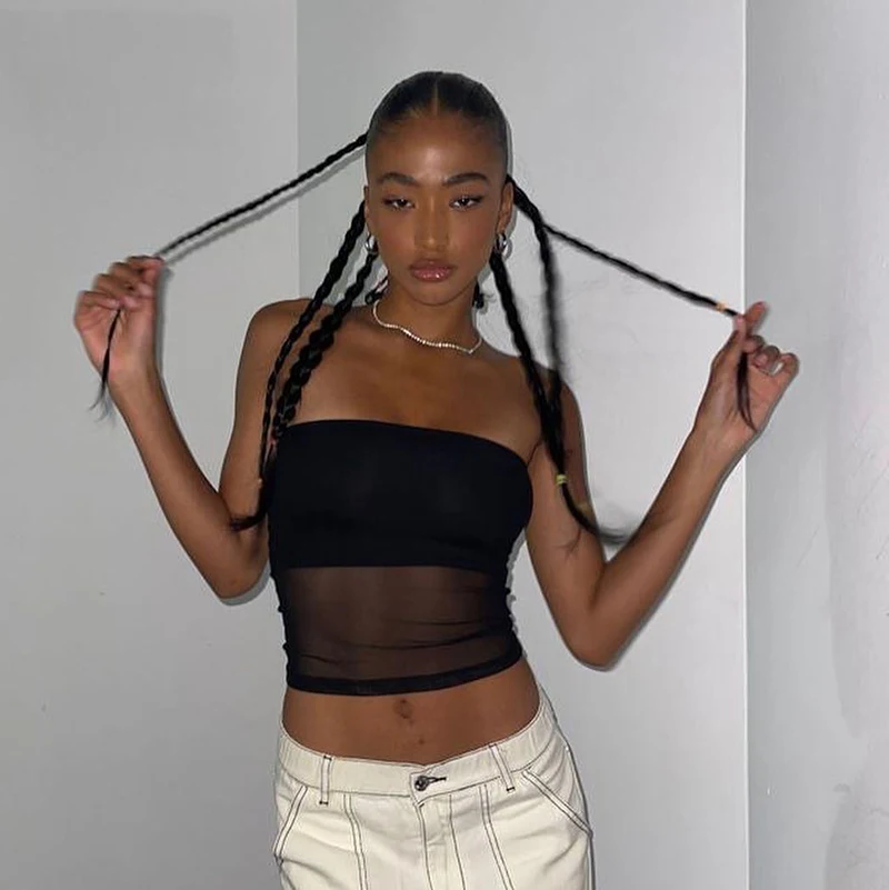 Mesh Corset Y2K Crop Top | Transparent Tube Cami | Streetwear