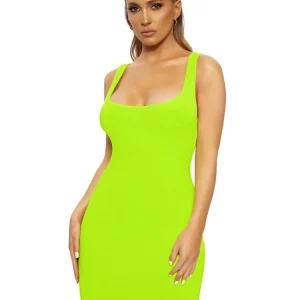 Neon K-POP Streetwear Mini Bodycon Dress for Women - Sexy Off-Shoulder Club Party Style