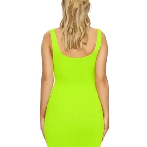 Neon K-POP Streetwear Mini Bodycon Dress for Women - Sexy Off-Shoulder Club Party Style