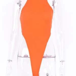 Neon Ribbed Thong Bodysuit: Sleeveless K-POP Streetwear for Women