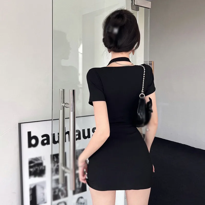 Retro Halter Slit Dress | K-POP Style Women's Summer Party Dress