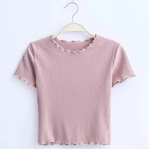 Retro K-POP Short Sleeve T-Shirt for Women | Slim Fit Streetwear Tee