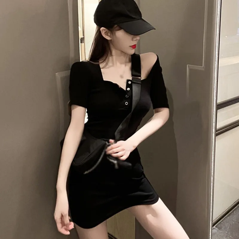 Retro Square Collar Dress: Gen Z & Y2K K-POP Streetwear Fashion