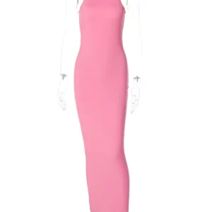 Ribbed Sleeveless Bodycon Maxi Dress: Y2K Streetwear for Women