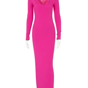 Ribbed Square Neck Long Sleeve Maxi Dress | Sexy Elegant Fall Party Outfit