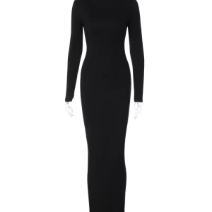 Solid Turtleneck Bodycon Maxi Dress for Women | Elegant Evening Party Outfit | K-POP Korean Fashion Streetwear