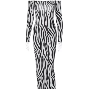 Striped Print Backless Ruched Maxi Dress | Long Sleeve Streetwear Fashion