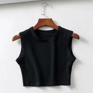 Summer Vintage White Crop Top Women Korean Streetwear Sleeveless Tank