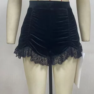 Velvet Ruched E-girl Grunge Shorts: Gothic Streetwear for Women