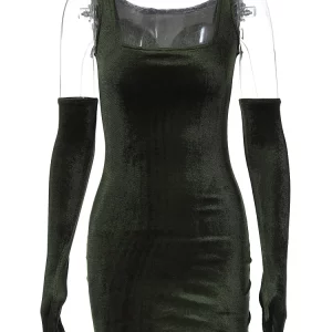 Velvet Sleeveless Bodycon Mini Dress for Women | Elegant K-POP Fashion