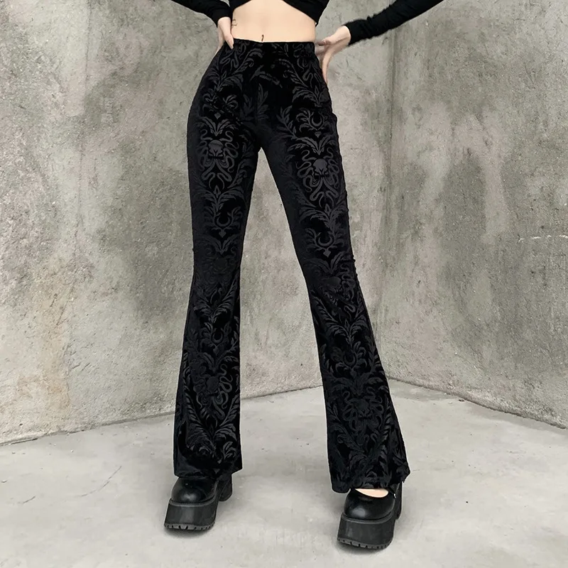 Vintage Gothic Flare Pants: Harajuku Style for Women | K-POP Streetwear Fashion