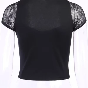 Vintage Gothic Lace Mesh Top for Women | K-POP Streetwear Fashion