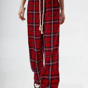 Vintage Plaid Wide Leg Pants: Y2K Streetwear for Women