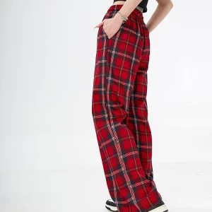 Vintage Plaid Wide Leg Pants: Y2K Streetwear for Women