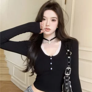 Y2K Aesthetic Coquette Lace T-shirt: Korean Fashion Slim Fit Crop Top