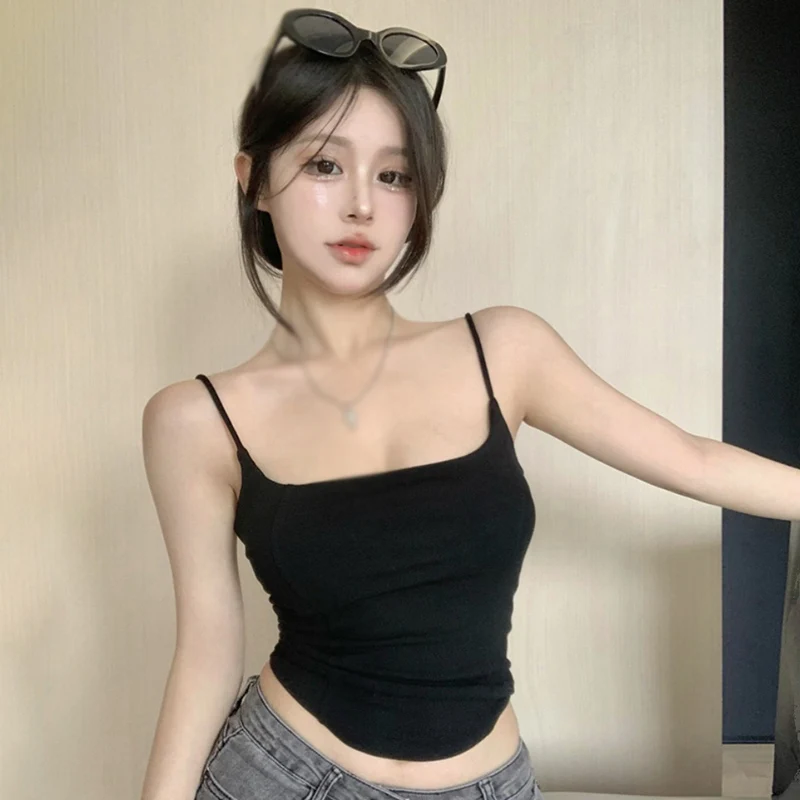 Y2K Korean Style Camisole Crop Top | Sleeveless Spaghetti Strap Tank for Women | Summer Streetwear Fashion