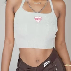 Y2K Metal Chain Ribbed Crop Top: K-POP Korean Streetwear for Gen Z