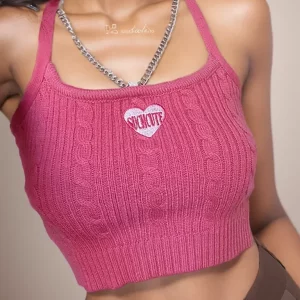 Y2K Metal Chain Ribbed Crop Top: K-POP Korean Streetwear for Gen Z