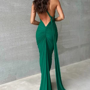 Y2K One Shoulder Backless Maxi Dress: Sexy Korean Streetwear for Women