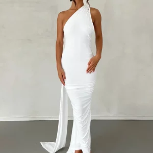 Y2K One Shoulder Backless Maxi Dress: Sexy Korean Streetwear for Women