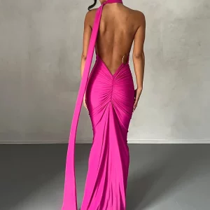 Y2K One Shoulder Backless Maxi Dress: Sexy Korean Streetwear for Women