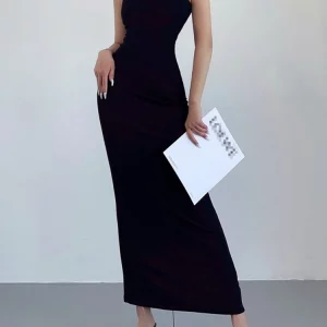 Y2K Sleeveless Bodycon Dress: Elegant Party Wear for Gen Z Women