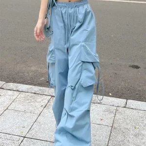 Y2K Streetwear Cargo Pants for Women: Vintage Wide Leg Harajuku Style