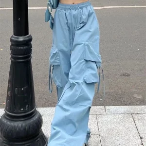 Y2K Streetwear Cargo Pants for Women: Vintage Wide Leg Harajuku Style