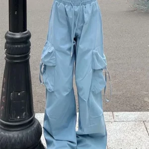 Y2K Streetwear Cargo Pants for Women: Vintage Wide Leg Harajuku Style