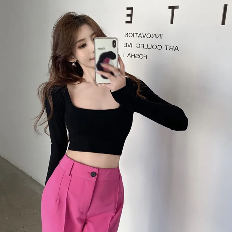 Y2K Streetwear Long Sleeve Crop Tops for Women | K-POP Fashion