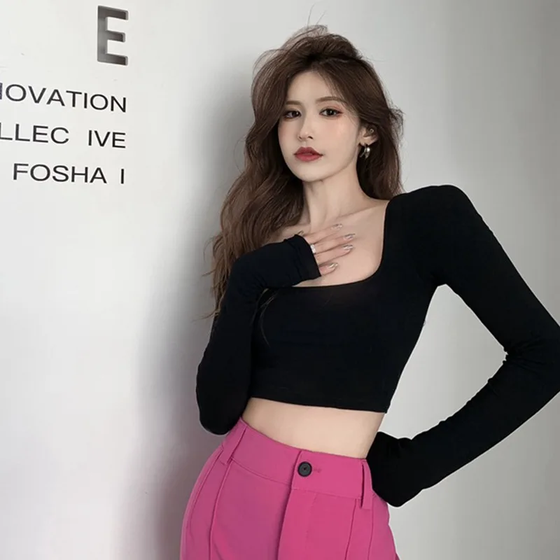 Y2K Streetwear Long Sleeve Crop Tops for Women | K-POP Fashion