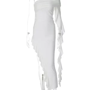 Y2K Summer Strapless Ruffled Bodycon Maxi Dress for Women - Elegant Party & Beach Outfit