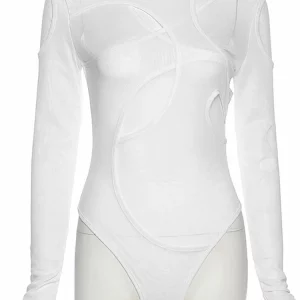 Yiallen Hollow Mesh Women Bodysuit: Sexy Chic Streetwear Y2K Fashion